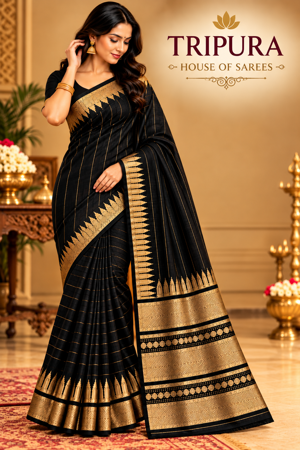 Tripura Black Gold Zari Saree Tripura Black Gold Zari Saree