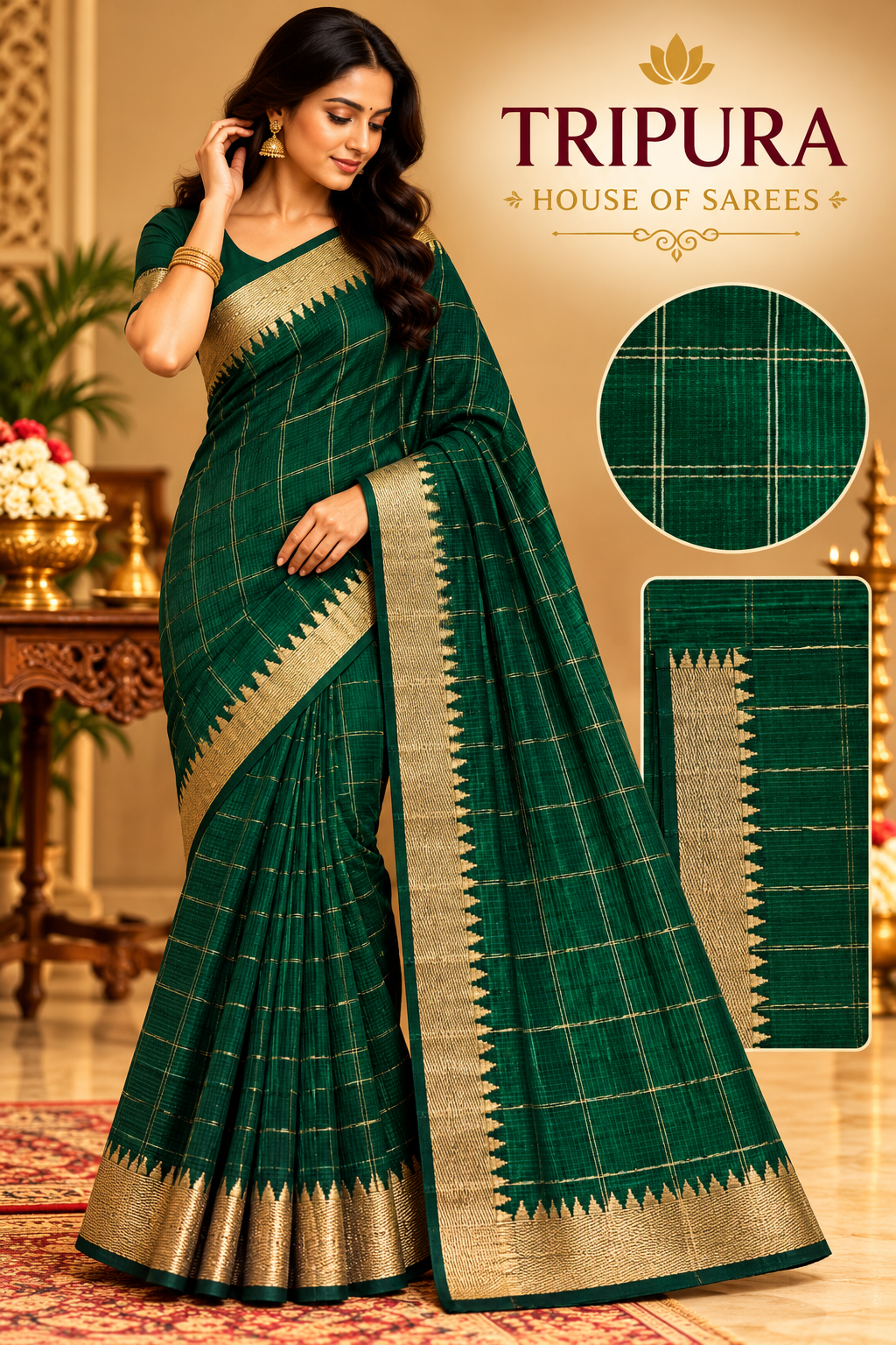 Tripura Green Gold Saree Showcase