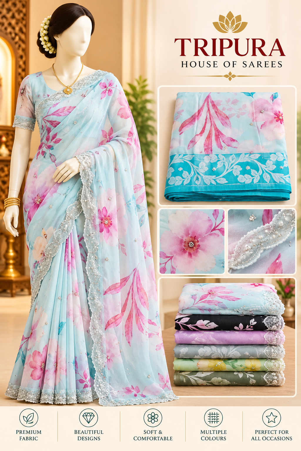 Tripura House of Sarees Floral Collection Tripura House of Sarees Floral Collection