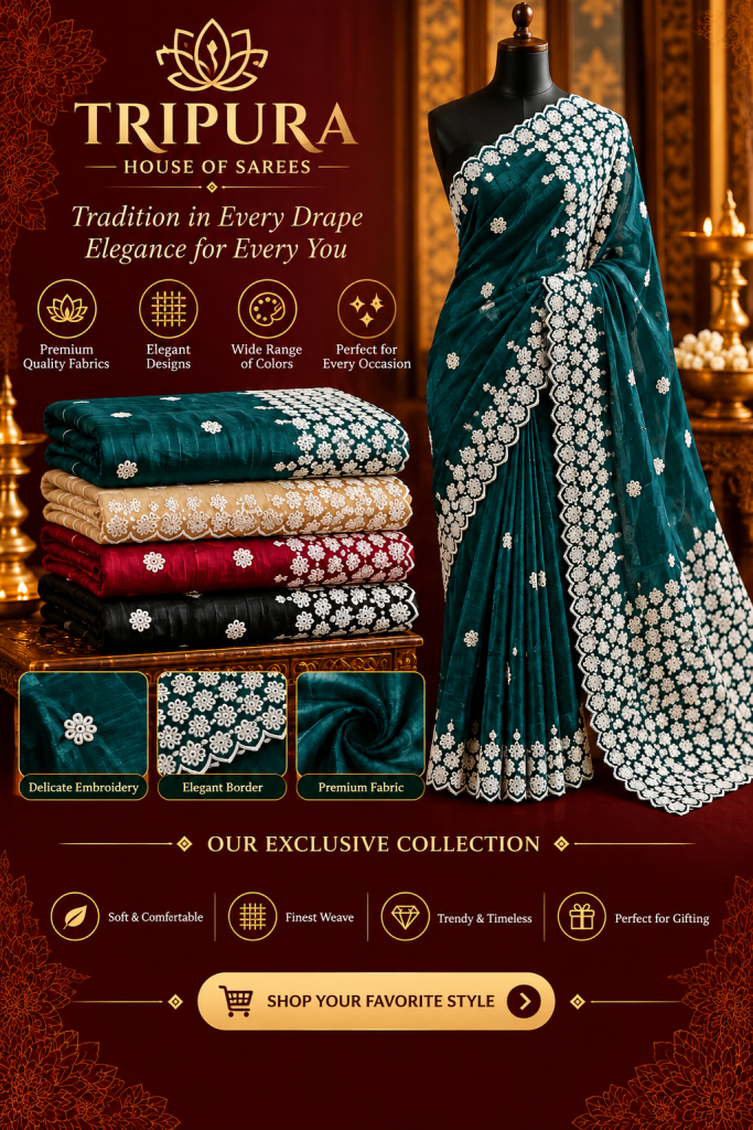 Floral Embroidered Fancy Saree