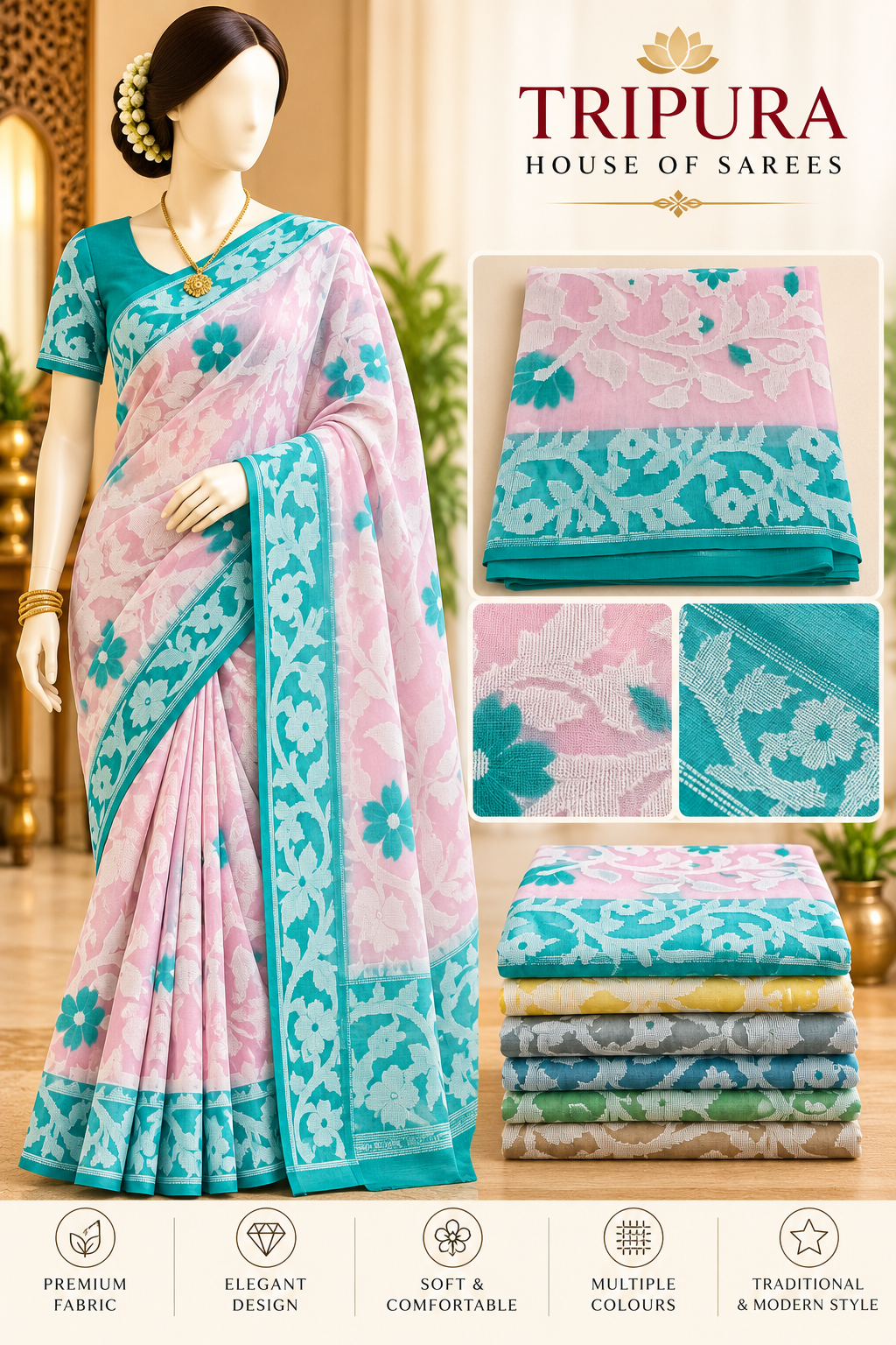 Tripura Pastel Floral Saree Collection Tripura Pastel Floral Saree Collection
