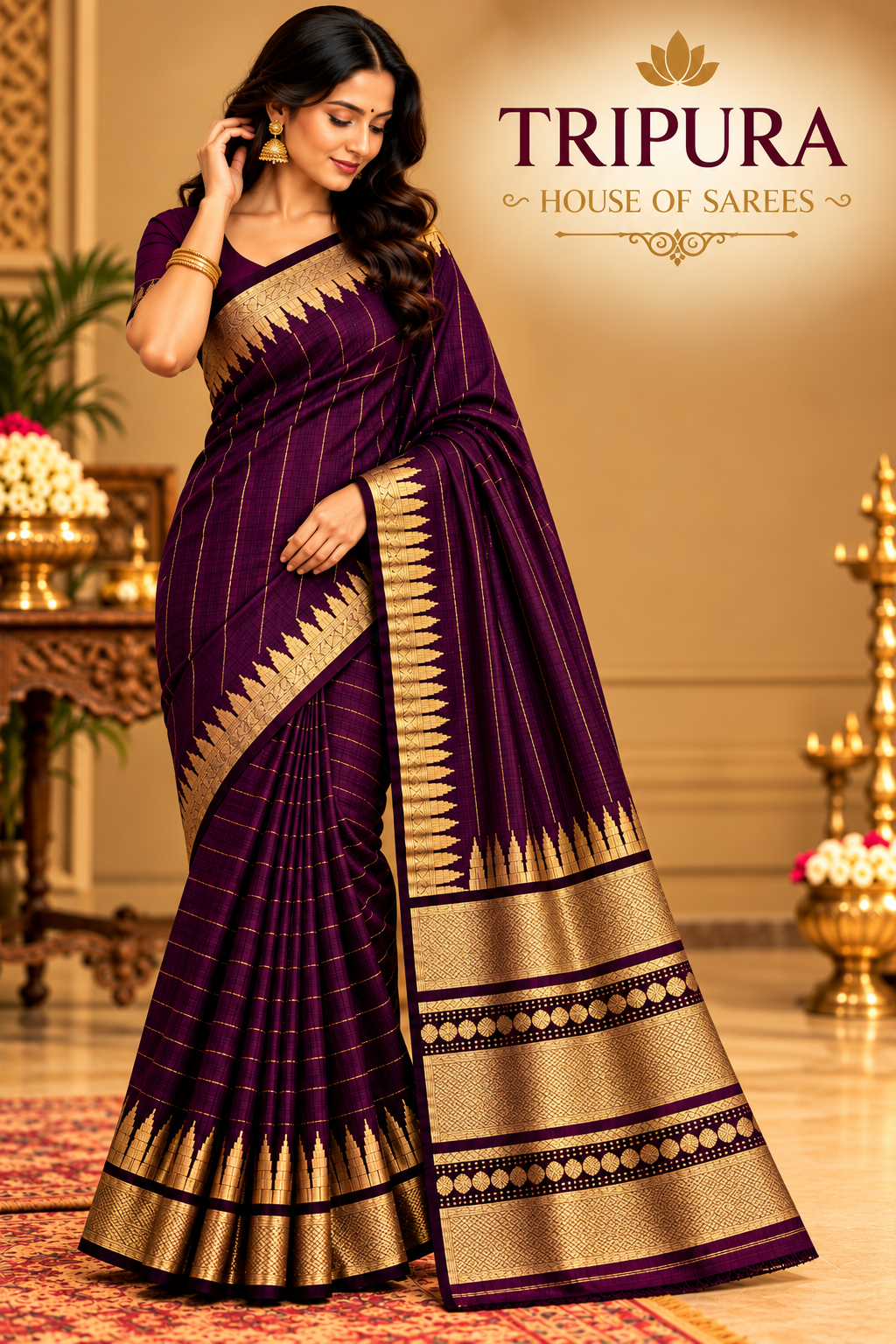 Tripura Purple Silk Saree Elegance