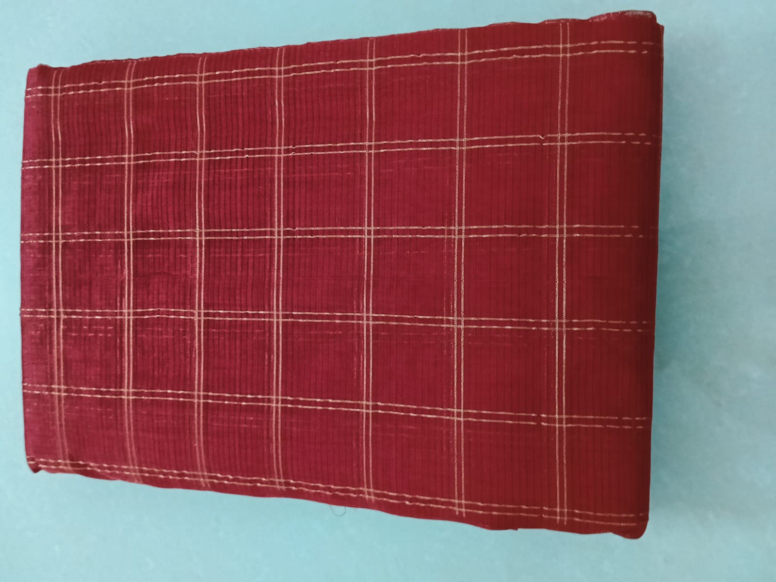 Maroon- Zari Checked Saree - Image 4