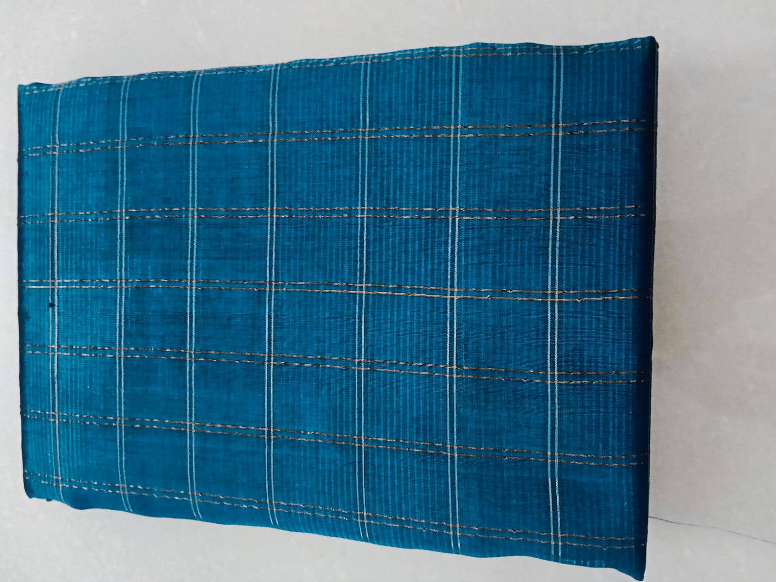 Teal- Zari Checked Saree - Image 4
