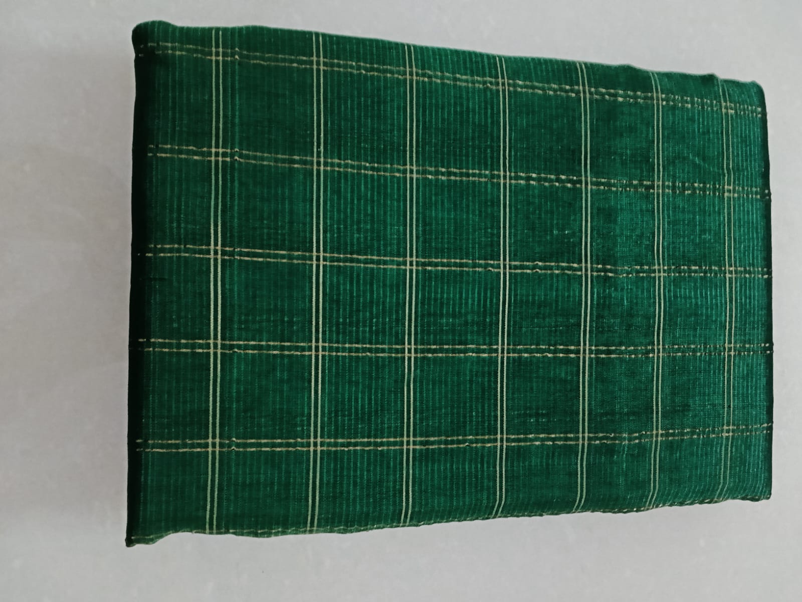 Green Gold Zari Checked Saree - Image 3