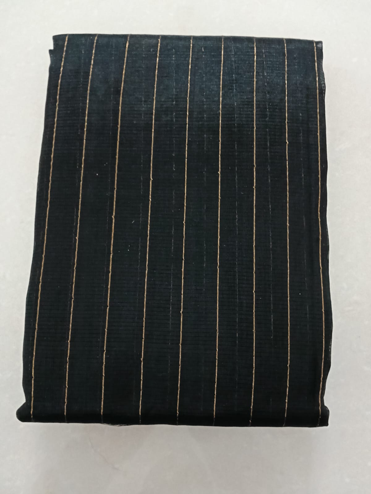 Black Checked Gold Zari Saree - Image 3