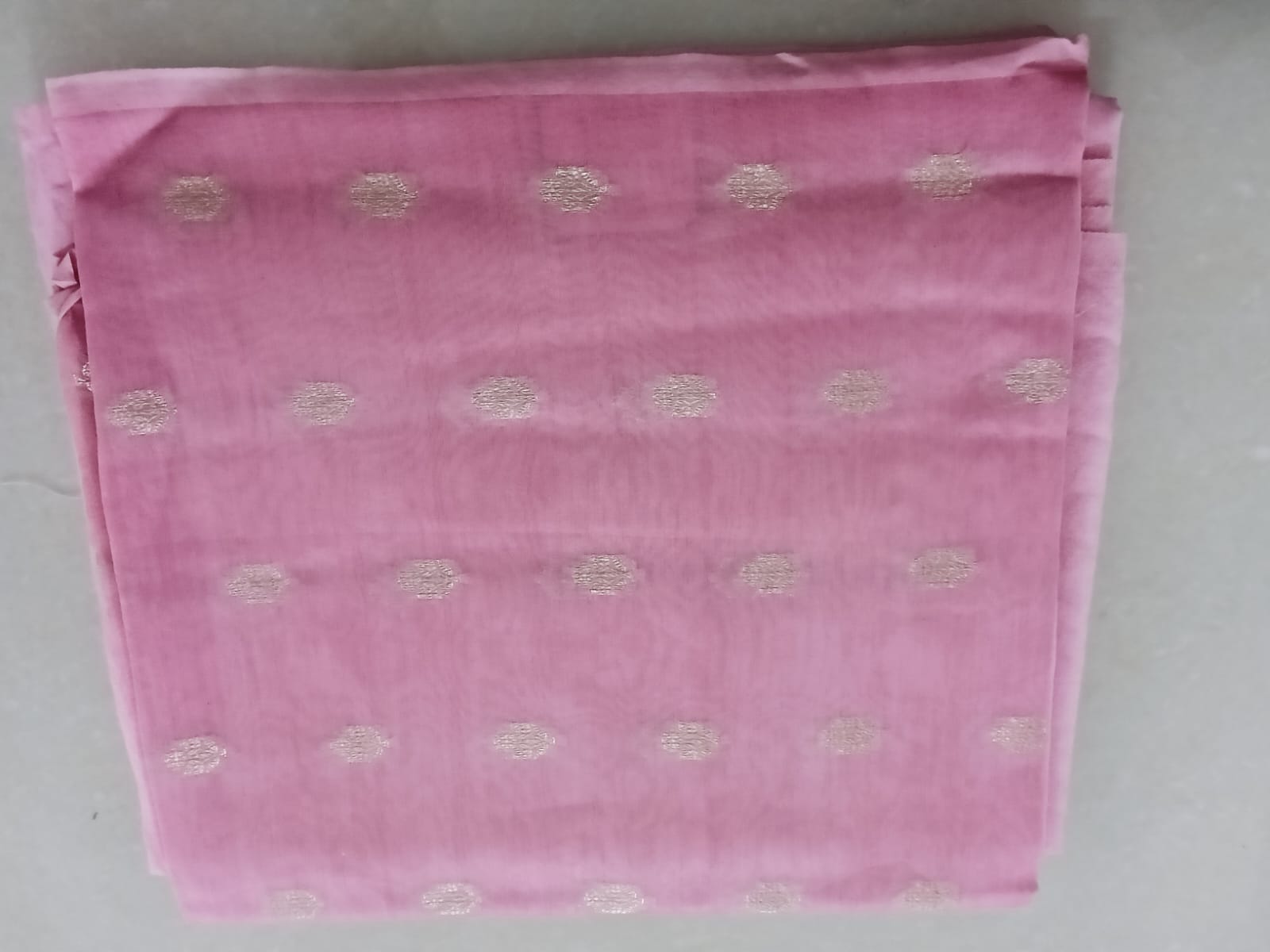 Rose Pink Dress Material with Gold Butti Design - Image 2