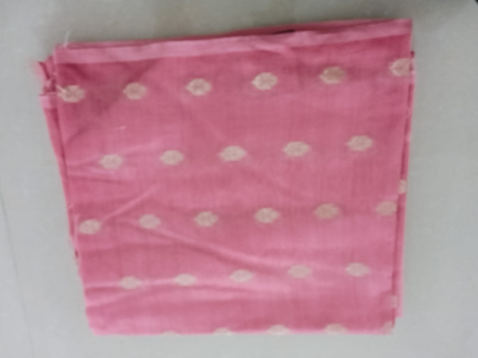 Baby Pink Dress Material with Silver Floral Zari Border - Image 3