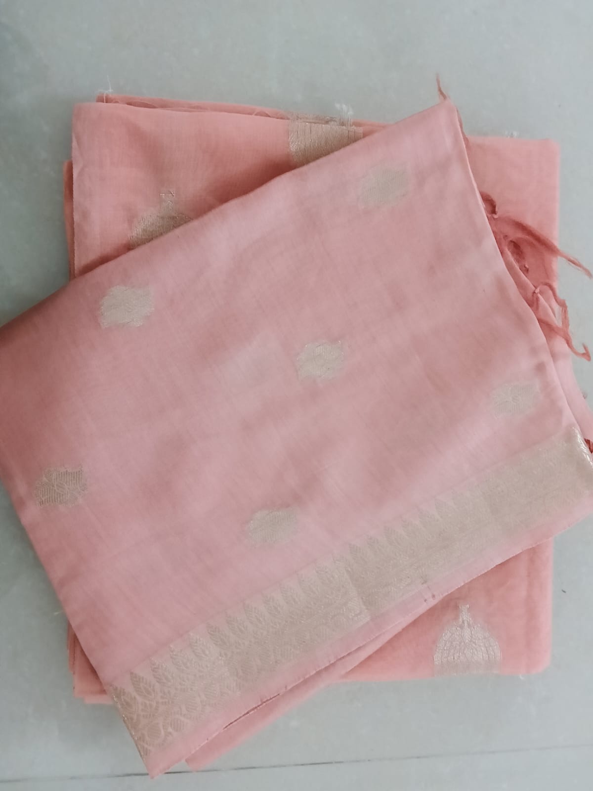 Dusty Pink Dress Material with Metallic Leaf Butti - Image 3