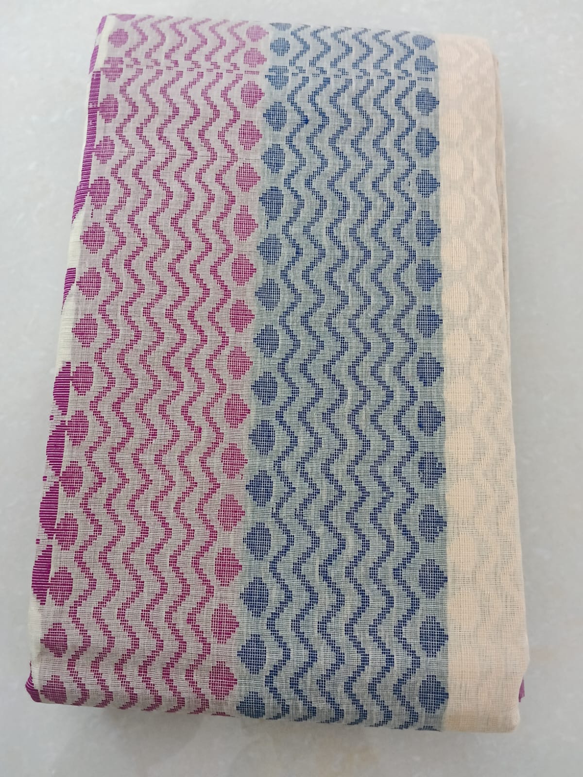 Chettinad Cotton Saree With Pink Border - Image 2