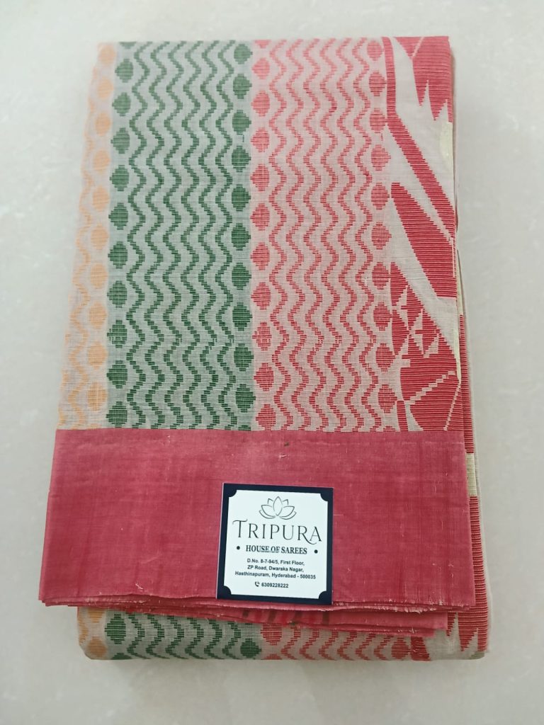 Chettinad Cotton Saree With Orange Border