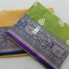 Traditional Kora Banarasi Saree with Green and Yellow Collections - Thumbnail Image 1