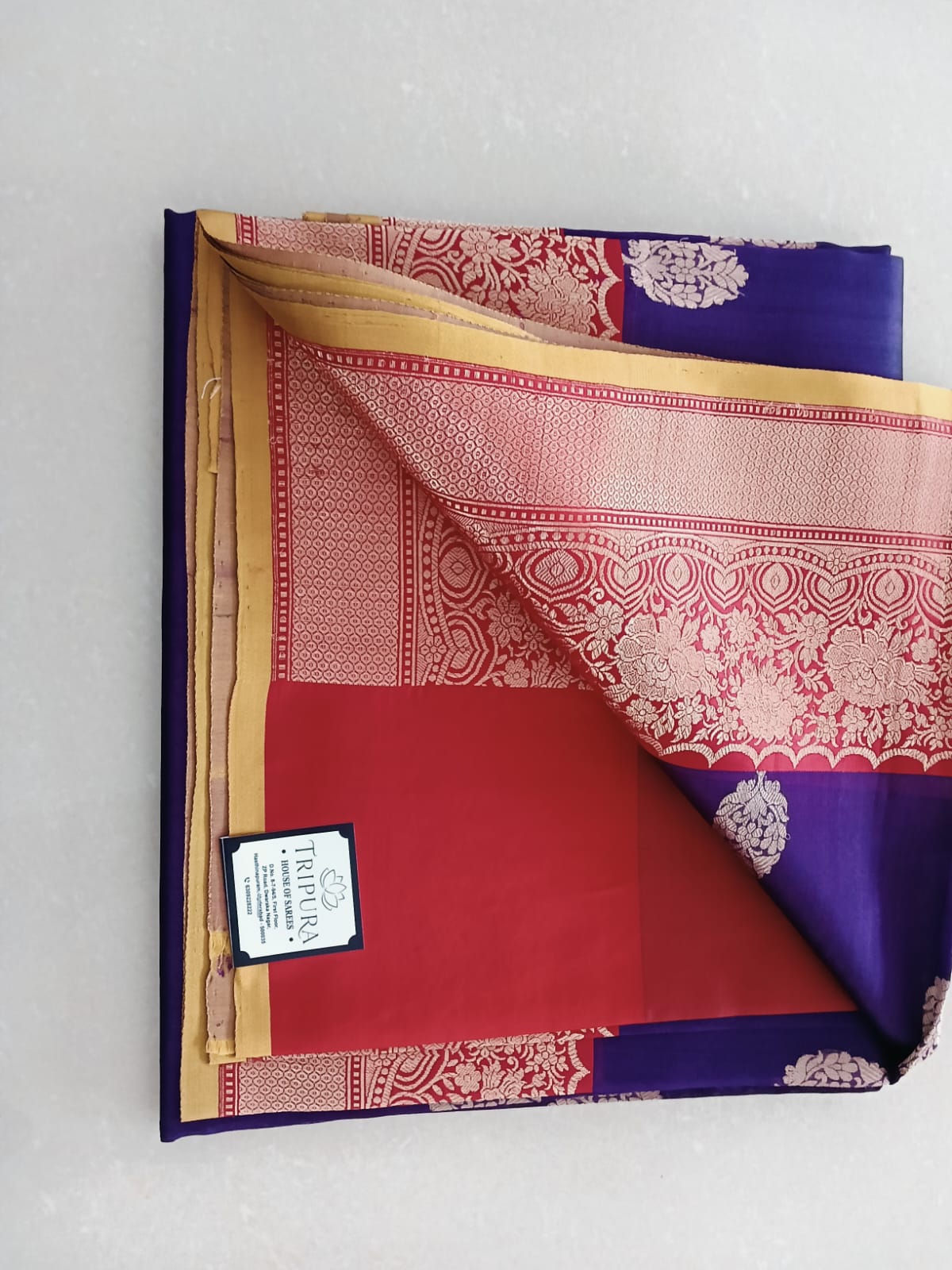 Kora Banarasi Saree with Purple & Wine Maroon Collection - Image 4